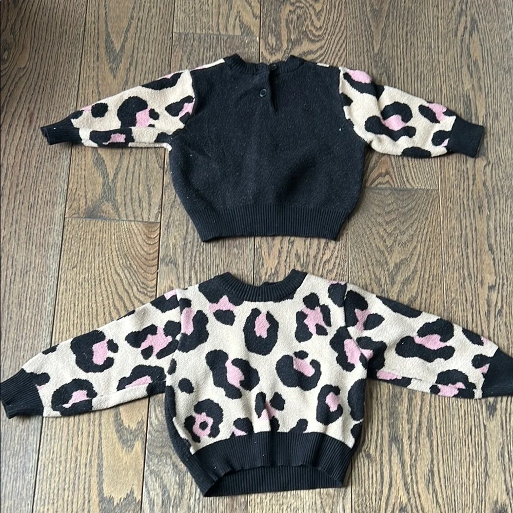 Pink and Black Animal Print Crew Neck Sweater Bardot junior 9-12 months sale